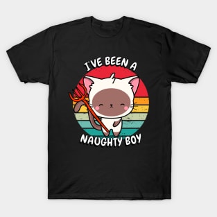 Cute white Cat is a naughty boy T-Shirt